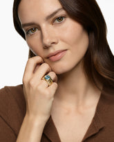 DY Mercer® Color Three Row Stone Ring in 18K Yellow Gold with Sky Blue Topaz and Diamonds, 12mm